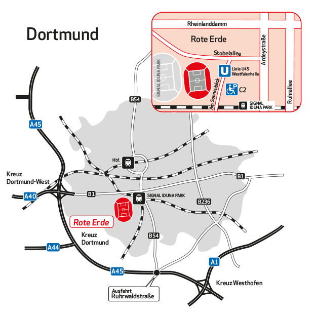 Anfahrt Stadion Rote Erde